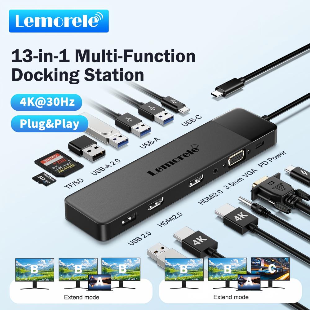 Home Cinema Usb - Многофункциональный USB-хаб Lemorele 13-в-1: HDMI 4K30Hz,