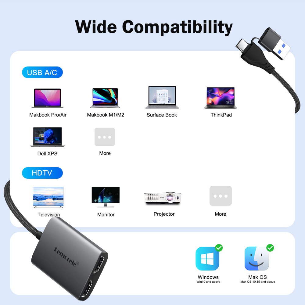 Lemorele Dual HDMI-адаптер 4K  – обзор и цена Home Cinema Usb